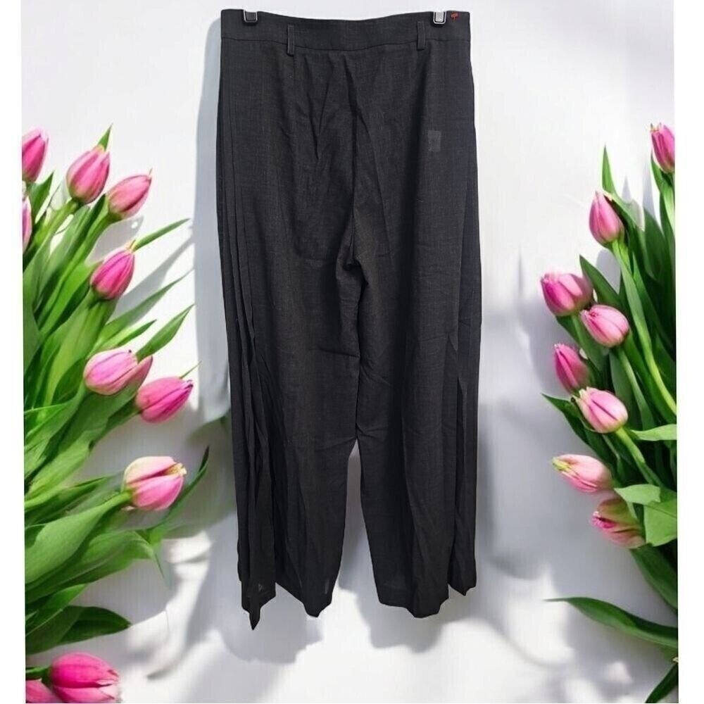 Michael Kors Linen Black Wide‎ Leg Palazzo Pants Made in Italy Size 4 ($288) - Picture 3 of 11